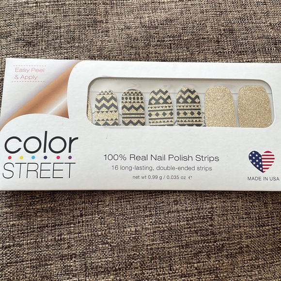 Color Street Tempe Vibes Black and Gold Glitter Nail Polish Strips - Picture 2 of 3